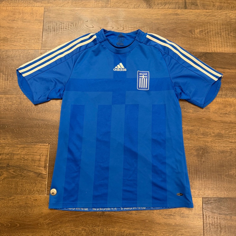 2008 Adidas Greece National Team Soccer Jersey Blue Climacool 626782 Mens Medium